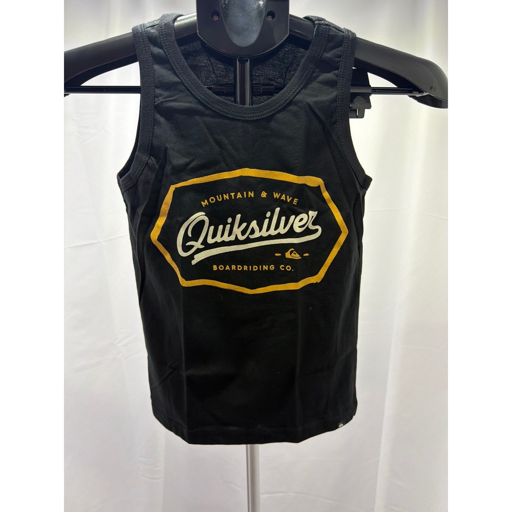 Quiksilver Kids Boys Black Mountain & Wave Logo Graphic Tank Top Size L 7